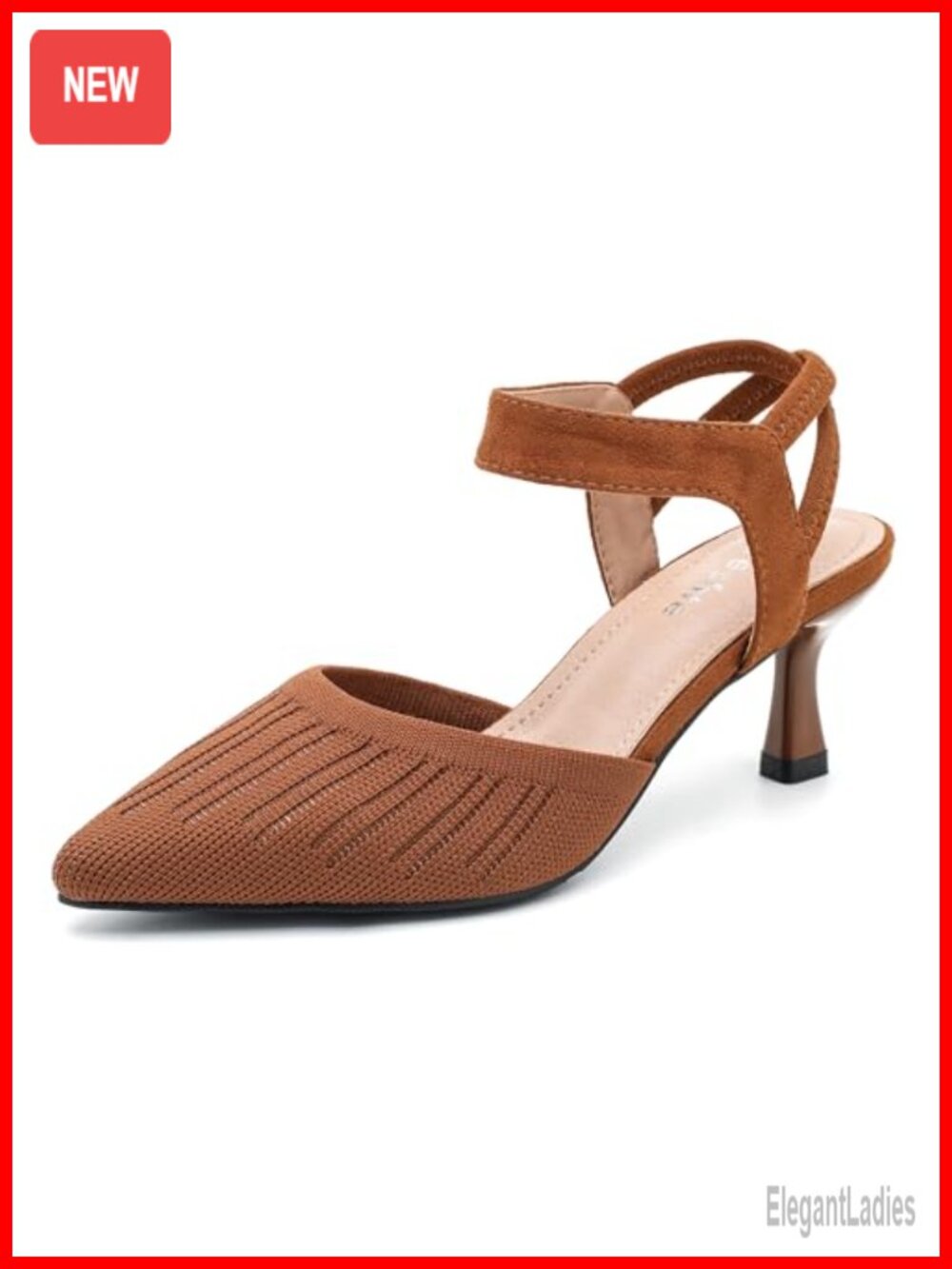 Kitten Heel Pointed Toe D'Orsay Dress Pumps Elastic Ankle Strap
